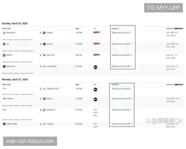 NBA官方公布季后赛完整赛程，首轮比赛将于4月19日正式开打